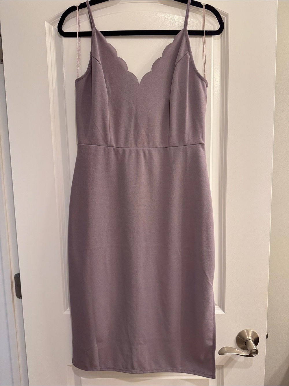 Lilac Scallop-Edge Slip Dress